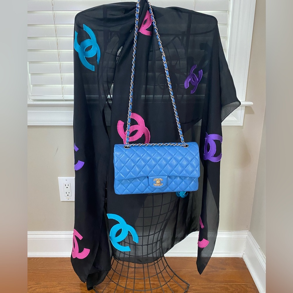🦄New unique blue double flap medium Chanel bag🦄